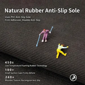 Detailed view of anti-slip rubber bottom texture for cream style kitchen floor mat