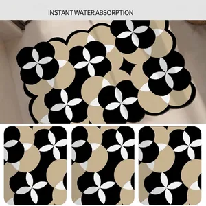 Moderne rutschfeste Badematte mit geometrischem Muster und sofortiger Saugfähigkeit.