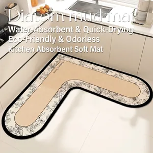 Alfombrilla de Cocina en L Estilo Francés Antideslizante Resistente al Aceite PVC Tierra de Diatomeas Absorbente Secado Rápido
