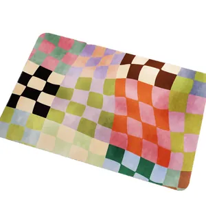 Tappetino da bagno assorbente a scacchi colorati dopamina antiscivolo rapida asciugatura