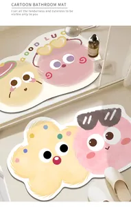 Cozy cartoon character bathroom floor mat displayed in a bright and tidy bathroom setting