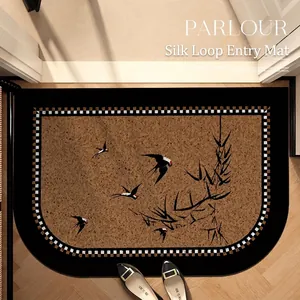 Paillasson de style vintage avec motifs d'hirondelles et de bambou