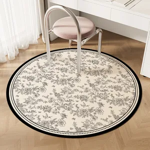 Elegante tappeto rotondo con motivo floreale per camera da letto o studio antiscivolo