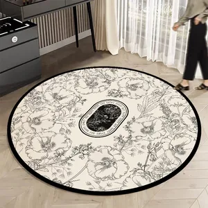 Elegante tappeto rotondo floreale per camera da letto o studio, design antiscivolo