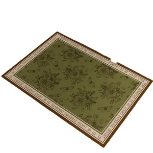 Vintage olivgrüne Diatomeenschlamm-Fußmatte mit Blumenmuster und inspirierendem Textrand