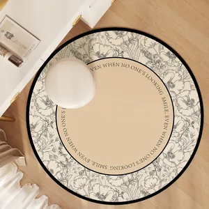 Tappetino rotondo antiscivolo con elegante design floreale per camera da letto o trucco
