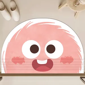 Cute Cartoon Monster Absorbent Bath Mat Anti-Slip PVC Diatom Mud Door Mat Irregular Floor Rug for Bathroom Entrance
