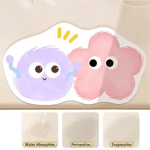 Cute cartoon absorbent bathroom floor mat with anti-slip bottom for home shower room use
