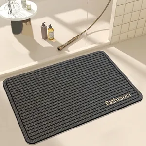 Alfombra de baño absorbente de tierra de diatomeas a rayas con textura antideslizante