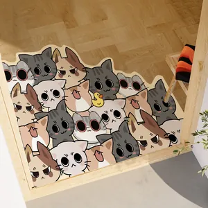 Tappetino d'ingresso in PVC lavabile con simpatico motivo a gatto per la porta di casa
