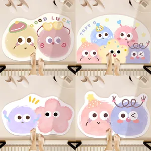 Cute cartoon absorbent non-slip bath mats with colorful fuzzy monster designs for bathroom