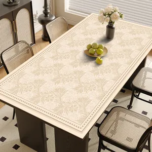 Tovaglia di lusso in pelle beige impermeabile con elegante motivo floreale per pranzo