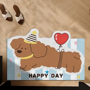 Paillasson teckel de dessin animé avec texte 'HAPPY DAY', tapis d'intérieur