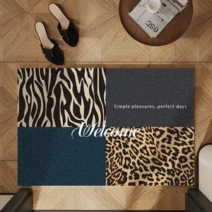 Premium anti-slip entry doormat featuring stylish zebra and leopard print pattern