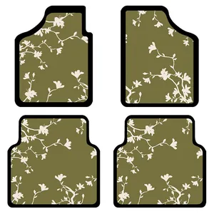 Universal Auto-Fußmatten Vierer-Set Retro Floral Bedruckt Kunstfaser Rutschfeste Automatten Für SUV Limousine Auto Dekoration