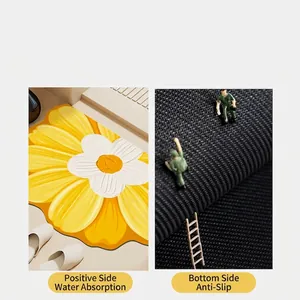Tappetino da bagno assorbente a forma di girasole con gomma antiscivolo su due lati