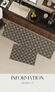 Set di tappetini da cucina in PVC con motivo floreale retrò, impermeabile e antiscivolo.