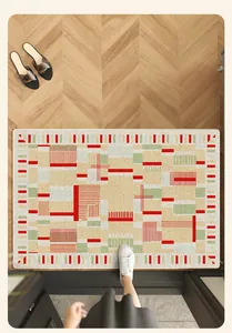 American style geometric pattern non-slip entrance rug on wooden floor with modern design