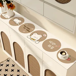 Tappetino per Armadietto in Pelle PVC Impermeabile Stile Crema Cartone Animato Tovaglia per Credenza Porta TV Protezione Scrivania