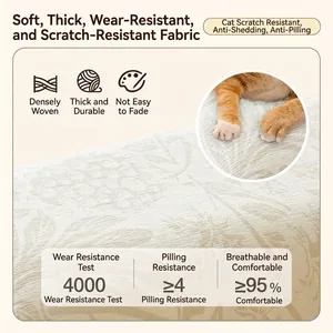 Cream-style anti-slip sofa cushion made of durable Dornier fabric with floral pattern