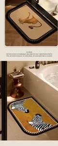 Tappetini da bagno assorbenti stile vintage con disegni artistici di ghepardo e zebra
