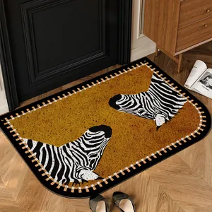 Paillasson d'entrée moderne style milieu de siècle avec motif zèbre antidérapant