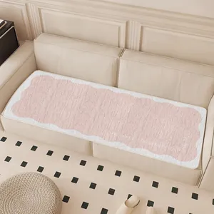 Elegant pink and white scalloped sofa cushion in cream style with non-slip Dornier fabric