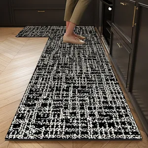 Tapis de Cuisine Absorbant de Luxe Abstrait Antidérapant Résistant à l'Huile en PVC Aspect Terre de Diatomées Lavable Souple