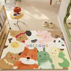 Tappetino d'Ingresso Cartoon Animali PVC Silk Loop Antiscivolo Ritagliabile per Interni Tappeto Welcome Home Decorazioni Casa