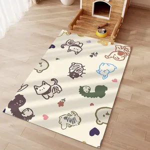 Waterproof non-slip PVC pet mat with colorful cute cartoon animal illustrations