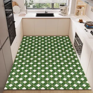 Tappeto da cucina vintage in PVC verde fantasia, impermeabile e antiscivolo