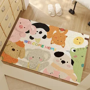 Simpatico tappeto per porta con animali in seta e fondo antiscivolo per ingresso casa