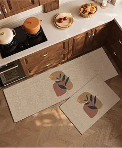 Set di tappeti da cucina Morandi con foglie astratte in una scena di cucina casalinga