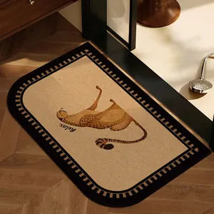 Tappetino da bagno assorbente vintage con motivo leopardo e testo Relax, antiscivolo