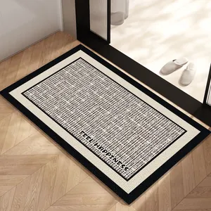 Alfombra de baño absorbente de tierra de diatomeas con textura tejida y texto decorativo