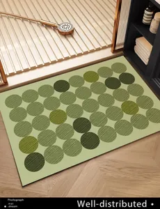 Tappetino da bagno moderno in terra di diatomee verde con motivo circolare in bagno