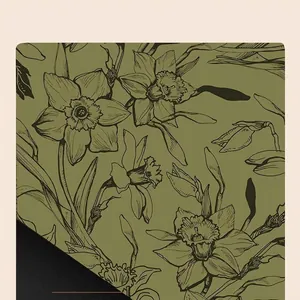 Absorbent green kitchen mat with floral pattern, non-slip diatom mud rug