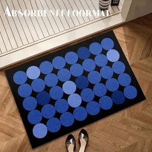 Tappetino da bagno retrò assorbente in terra di diatomee con cerchi blu su nero