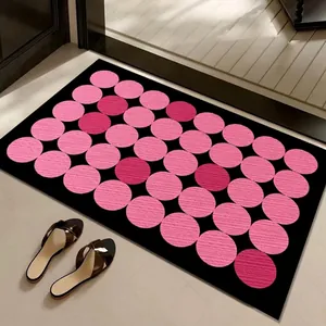 Tappetino da bagno assorbente a pois rosa retrò con base antiscivolo in terra di diatomee