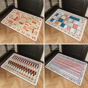 Geometric pattern entryway floor mats set with non-slip TPR backing for home doorway