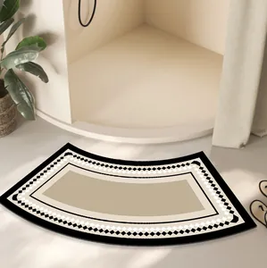 Franse stijl gebogen antislip badmat met geometrische ruitrand voor de douchingang