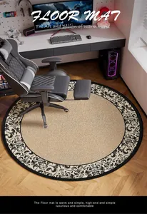Round floral office chair mat for hardwood floor protection in gaming room