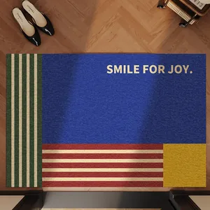 Mid-Century Modern PVC Coil Entrance Door Mat Anti-Slip Stain-Resistant Geometric Striped Trimmable Indoor Outdoor Rug