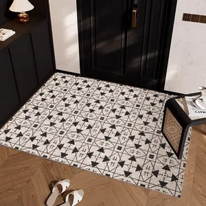 Geometric PVC Silk Loop Doormat Non-Slip Anti-Dirt Wash-Free Entrance Floor Rug For Indoor Hallway Home Entryway Decor