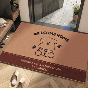 American Vintage PVC Leather Entrance Mat Waterproof Non-slip Washable Dirt-resistant Welcome Door Mat For Home Kitchen