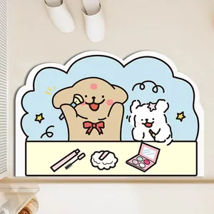 Tappetino da bagno carino con cuccioli di cartone animato, antiscivolo e assorbente