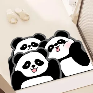 Tappetino da Bagno in PVC con Motivo a Cartone Animato Panda Cane Gatto Assorbente Antiscivolo Tappeto da Pavimento Simpatico Animale Asciugatura Rapida