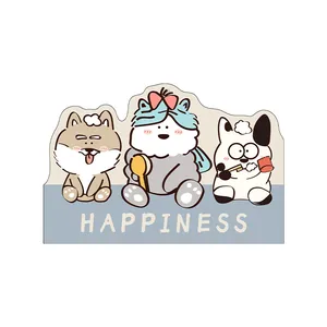 Tappetino da bagno antiscivolo con cani cartone animato carino e testo Happiness