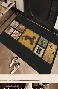 Zerbino vintage in pelle PVC con motivi artistici leopardati e floreali retrò.