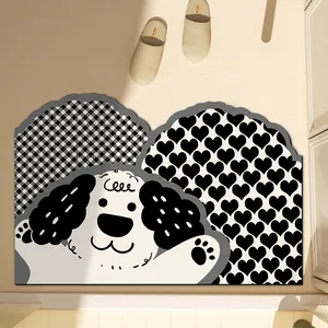 Tappetino da bagno antiscivolo con simpatico motivo a cane per ingresso e doccia